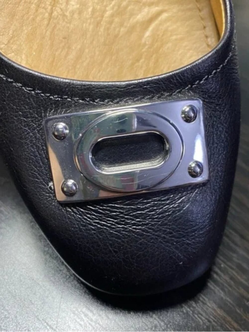 Coach black Vernon pebbled leather square toe flats - Picture 5 of 8